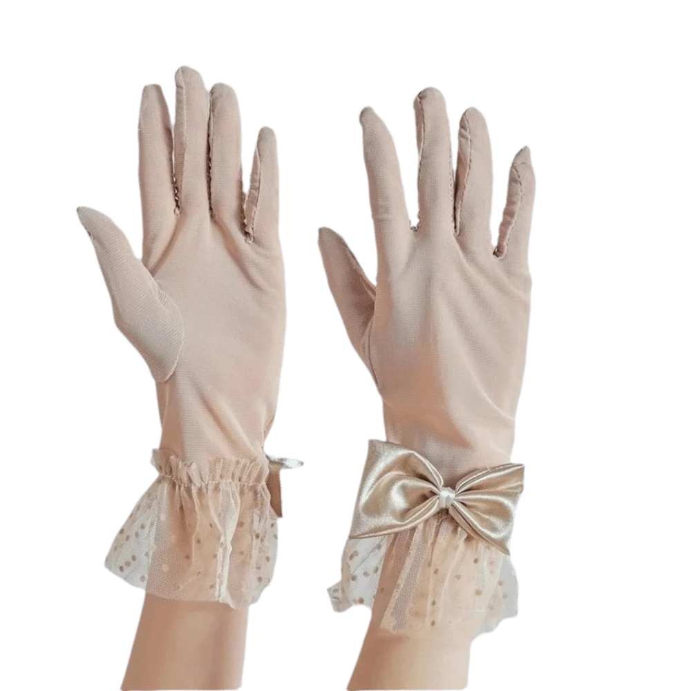 مزاجه الحلو الأسود قفازات برباط الأبيض البولكا نقطة الزفاف قفازات الزفاف خمر البيج طويل فنجر القفازات فستان اكسسوارات