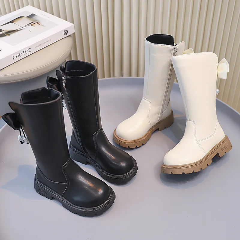 

2220. Детская обувь длиной до колена крутой формы. Детские ботинки. Осенне-зимняя модная высокая студенческая обувь. Кроссовки для девочек с бантом.