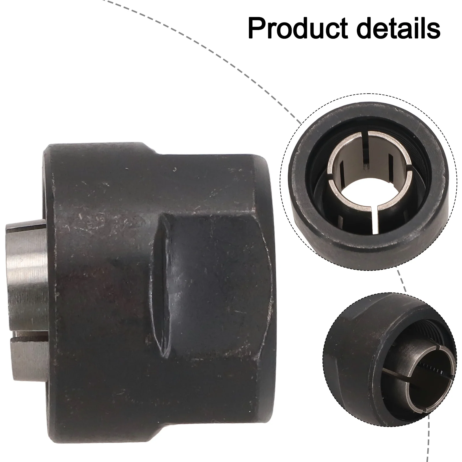2pcs 12mm 12.7mm Steel Collet Nut Set For 3612 3600H RP2300 RP2301 MT3600 Plunge Router Power Tool Accessories Black