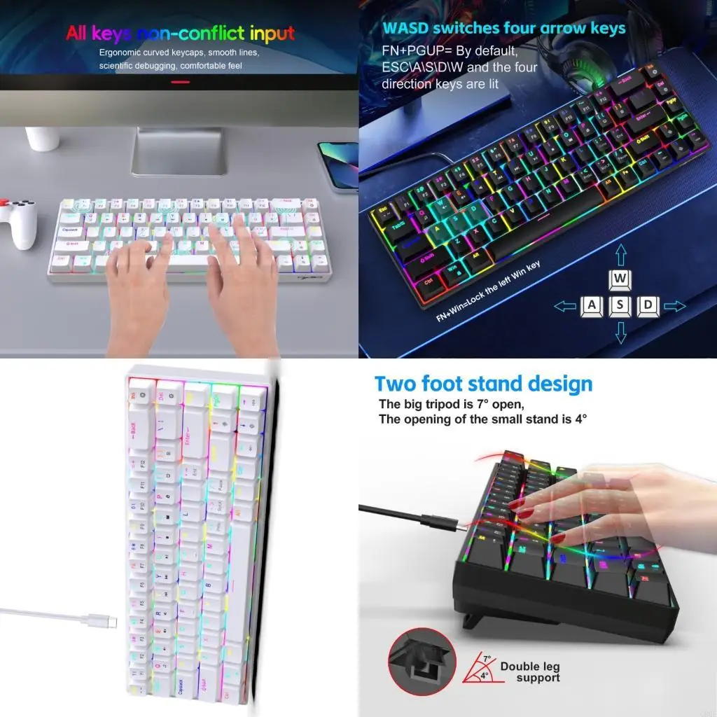 

C90F Цветовая механическая клавиатура для геймеров 68 клавиш