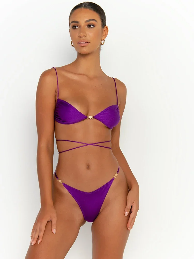 Sexy biquinis bandagem banho push up maiô para mulher 2025 conjunto de biquíni sólido maiô verão biquini tangas beachwear