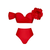 Sexy 3D Flower Bikini Set Brazilian Biquini Low Waist Swimwear Push Up SwimSuit Women Solid Swimwear Sexy Beach Wear Female 3