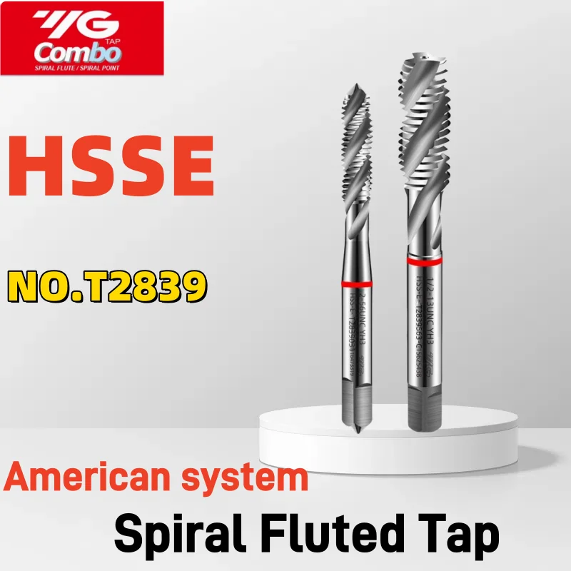 

1pcs YG HSSE cobalt American Spiral Fluted Tap Spiral Pointed Tap multi-purpose UNC UNF UNS2-56 1/4 5/16Machine Screw Thread Tap