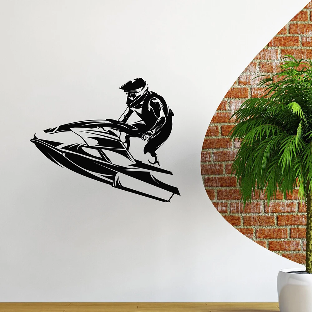 Jetski Vinyl Muursticker Vrijheid Extreme Sporten Water Race Muurstickers Voor Huiskamer Decor Muurschildering Verwijderbaar Behang S113
