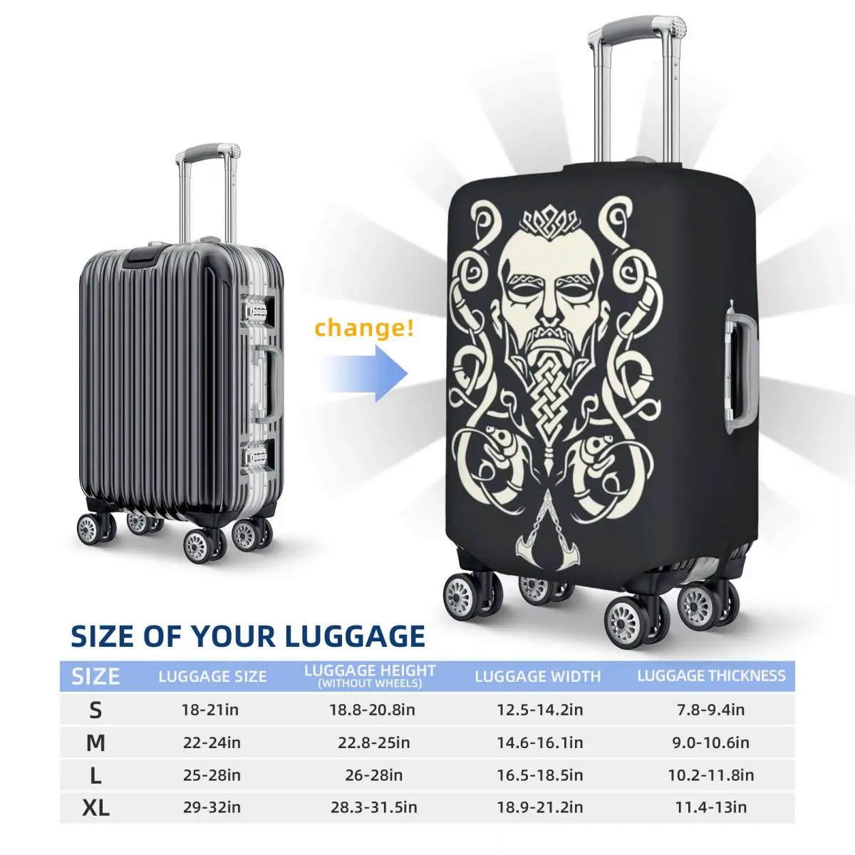 Viking Print Luggage Protective Dust Covers Elastic Waterproof 18-32inch Suitcase Cover Travel Accessories