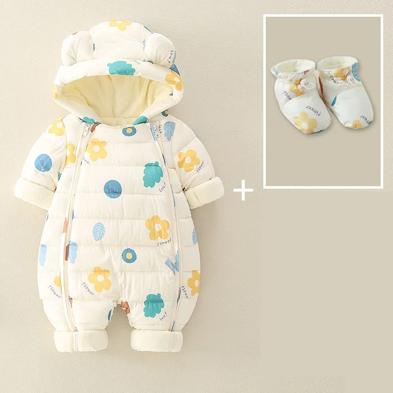 

2024 Winter Overall For Children Infant Down Cotton Thicken Clothes Hooded snowsuit Baby boy costume Girls Jumpsuit Baby Romper