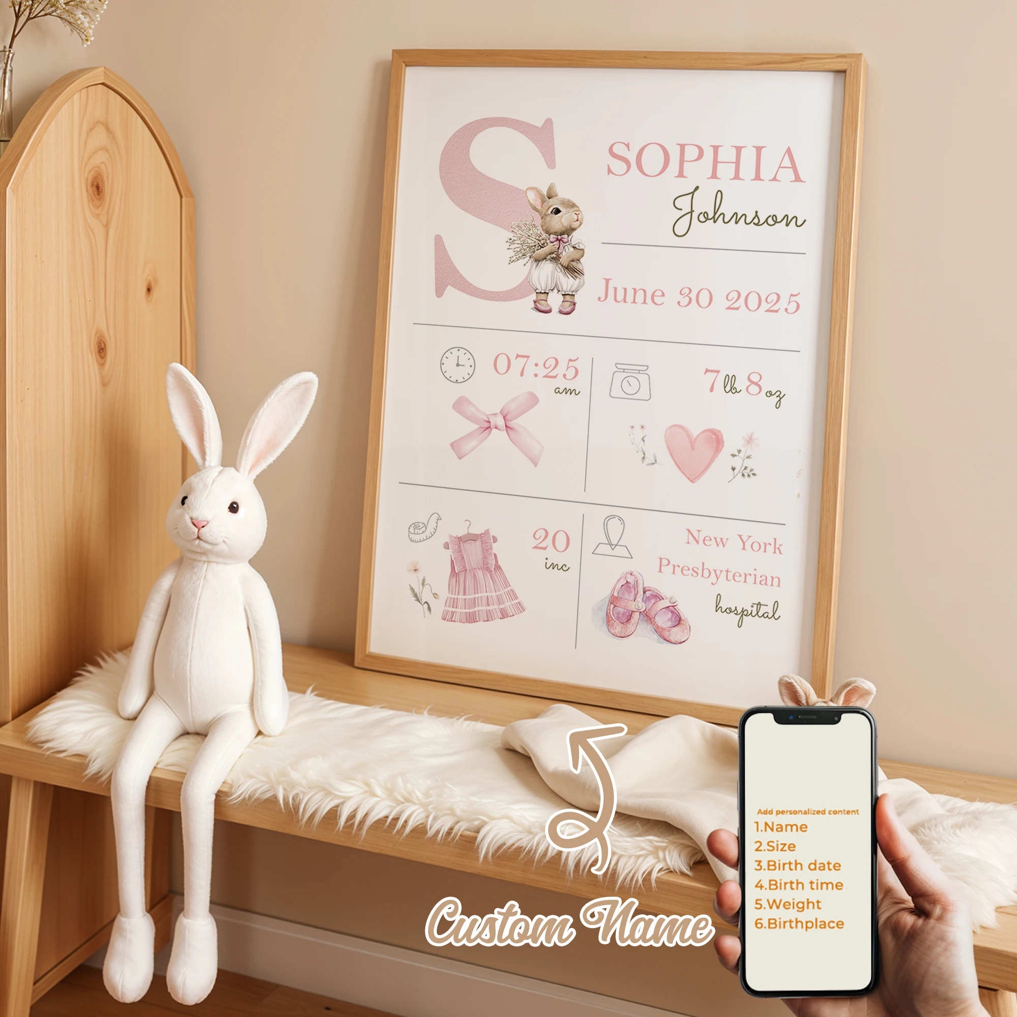 Personalized Custom Name Cartoon Child Birth Gift Wall Art Print Picture Canvas Poster Painting For Living Room Home Decor