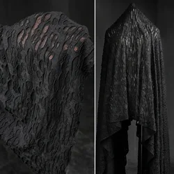 Sealed Tattered Black Knitted Fabric Double-layer Creative Elastic Base Shirt Skirt Pants Clothing Designer Fabric