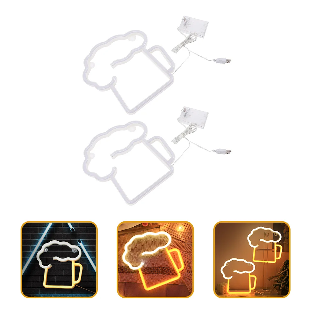 

2Pcs LED Neon Beer Signs Durable Creative Lights Bright Wall Lamps for Bar Bedroom Restaurant Party Decor Beer Signs