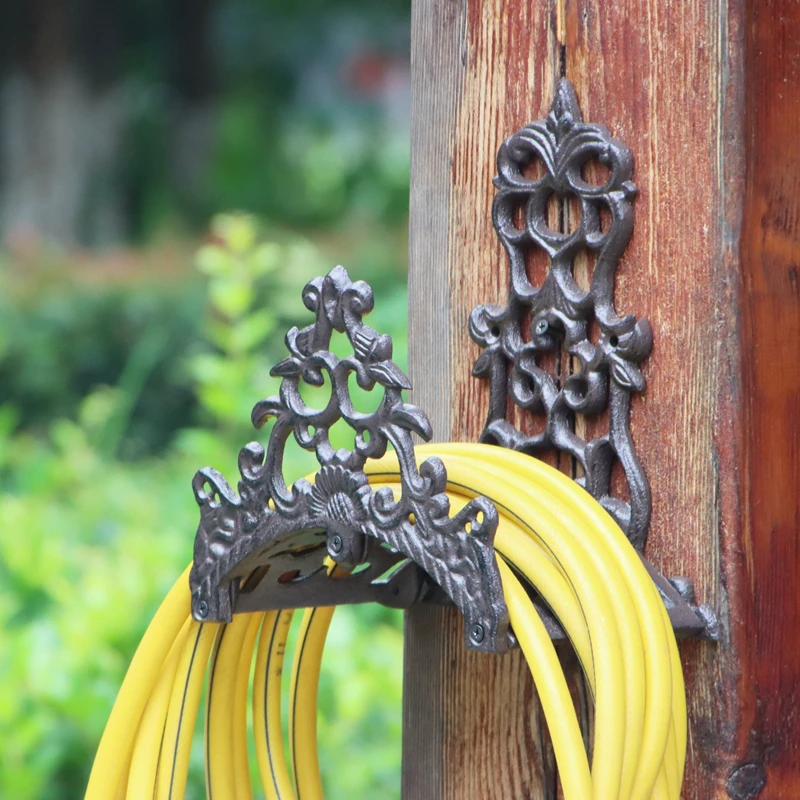 

Heavy Duty Cast Iron Garden Hose Holder Metal Wall Mounted For Wall Decor Patio Lawn Water Hose Storage Rack Hanger Rustic Brown