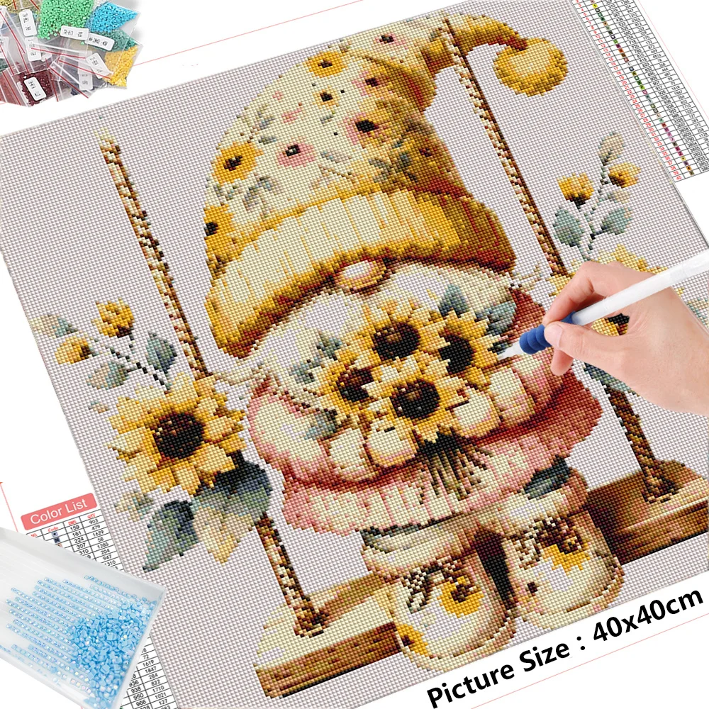 HUACAN Diamond Painting Gnome Embroidery Cross Stitch Cartoon Mosaic New Arrival 5D DIY Picture Rhinestones Handmade Gift