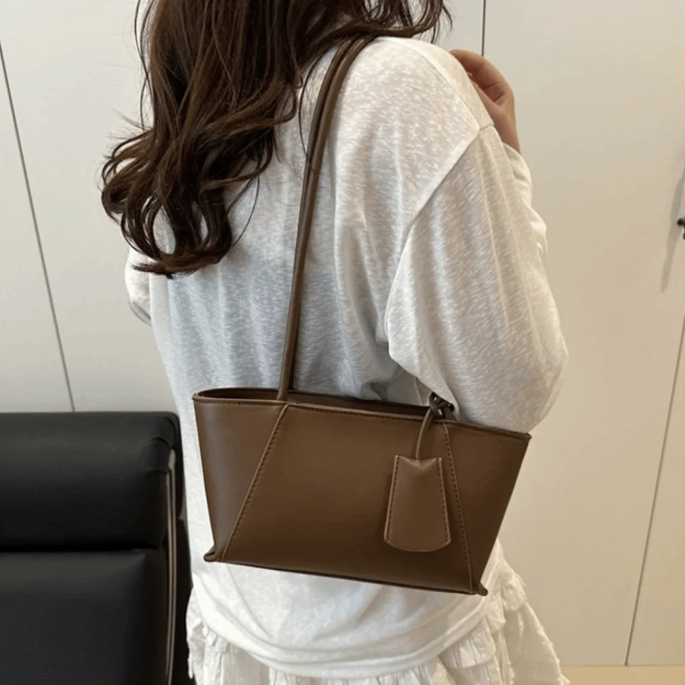 

Ins Style Stylish Solid Color Tote Bag Luxury Casual Pu Leather Shoulder Bag High-end Leisure Women's Underarm Bag Handbags