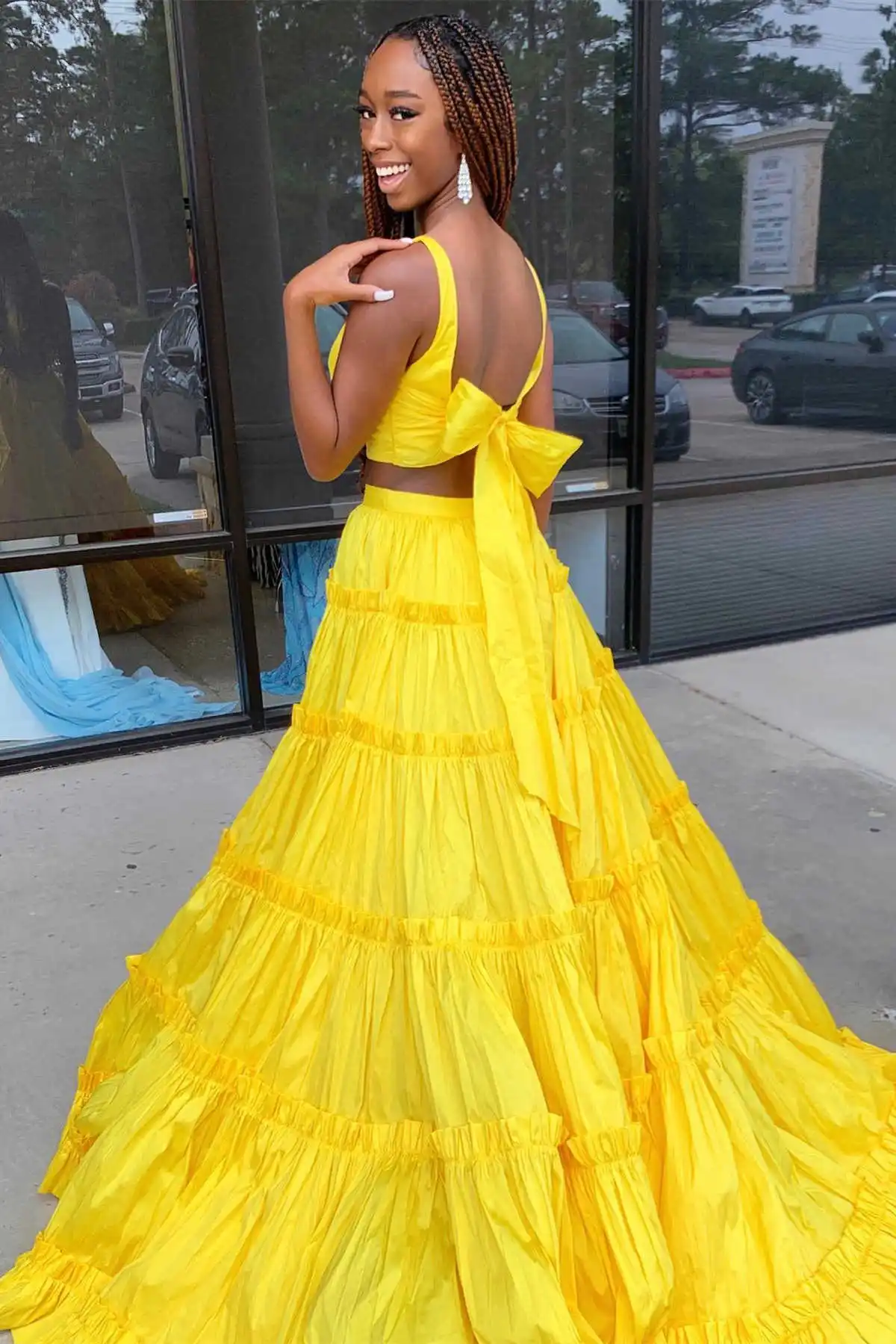 Stunning Bright Yellow Taffeta Long Women Maxi Skirts Ruffles Trimmed A-line Puffy Female Maxi Skirt To Party Bridal Skirt