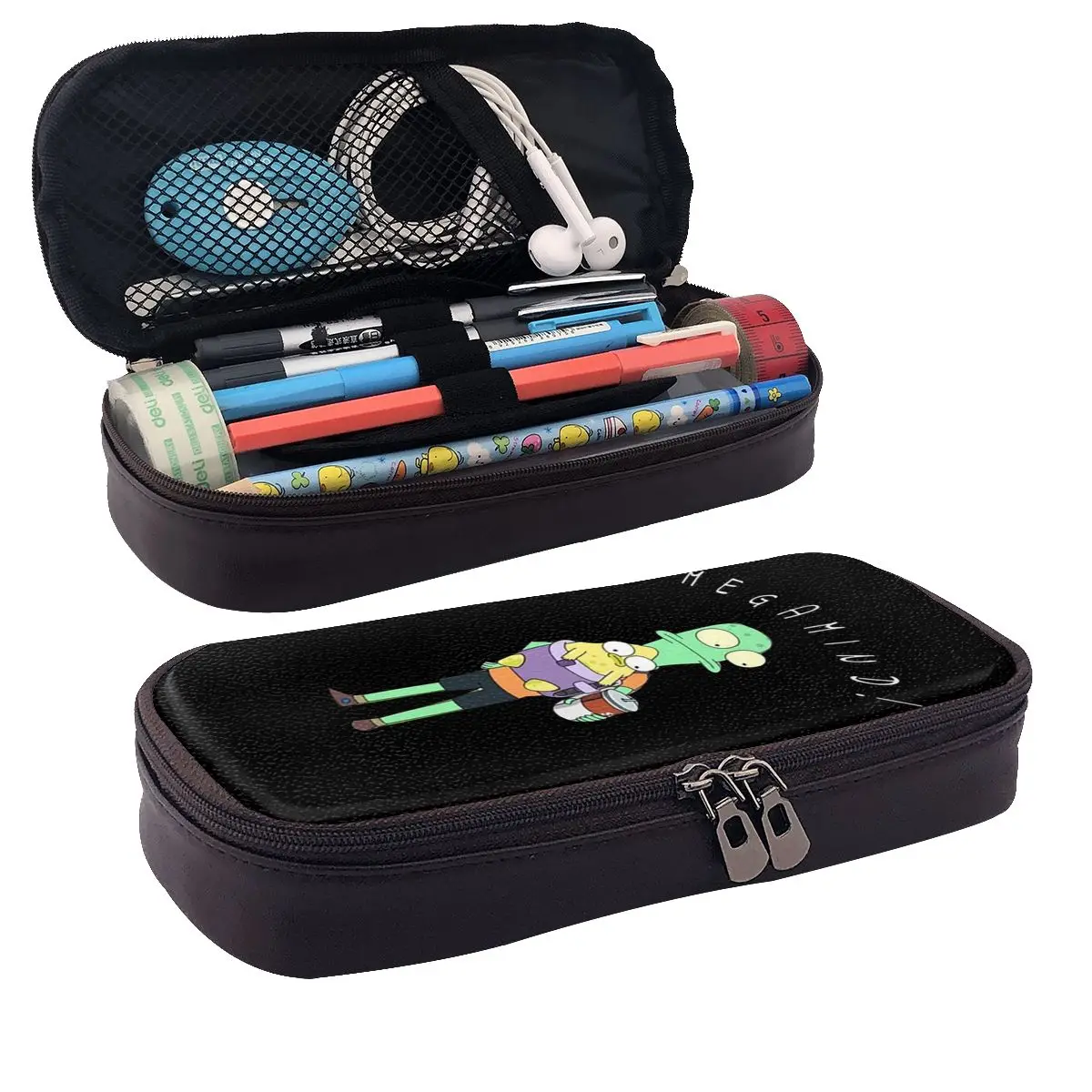 Cartoon Solar Opposites Hilarious Saying Megamind Leather Pencil Case Pencil Pouch Storage Large Capacity Pen Box Pencil Bag
