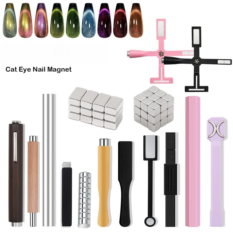 

3-IN-1 Cat Eye Magnet Cube for Nails Strong Magnetic Square Stick Magnet Pen Nails Art Design Glitter Effect Manicure Tools