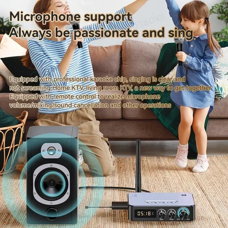 M9/M9Pro Bluetooth Audio Receiver Transmitter DSP Wireless Adapter NFC/AUX/RCA/USB U-Disk/TF/6.5 Mic Karaoke/Coaxial/FM Radio