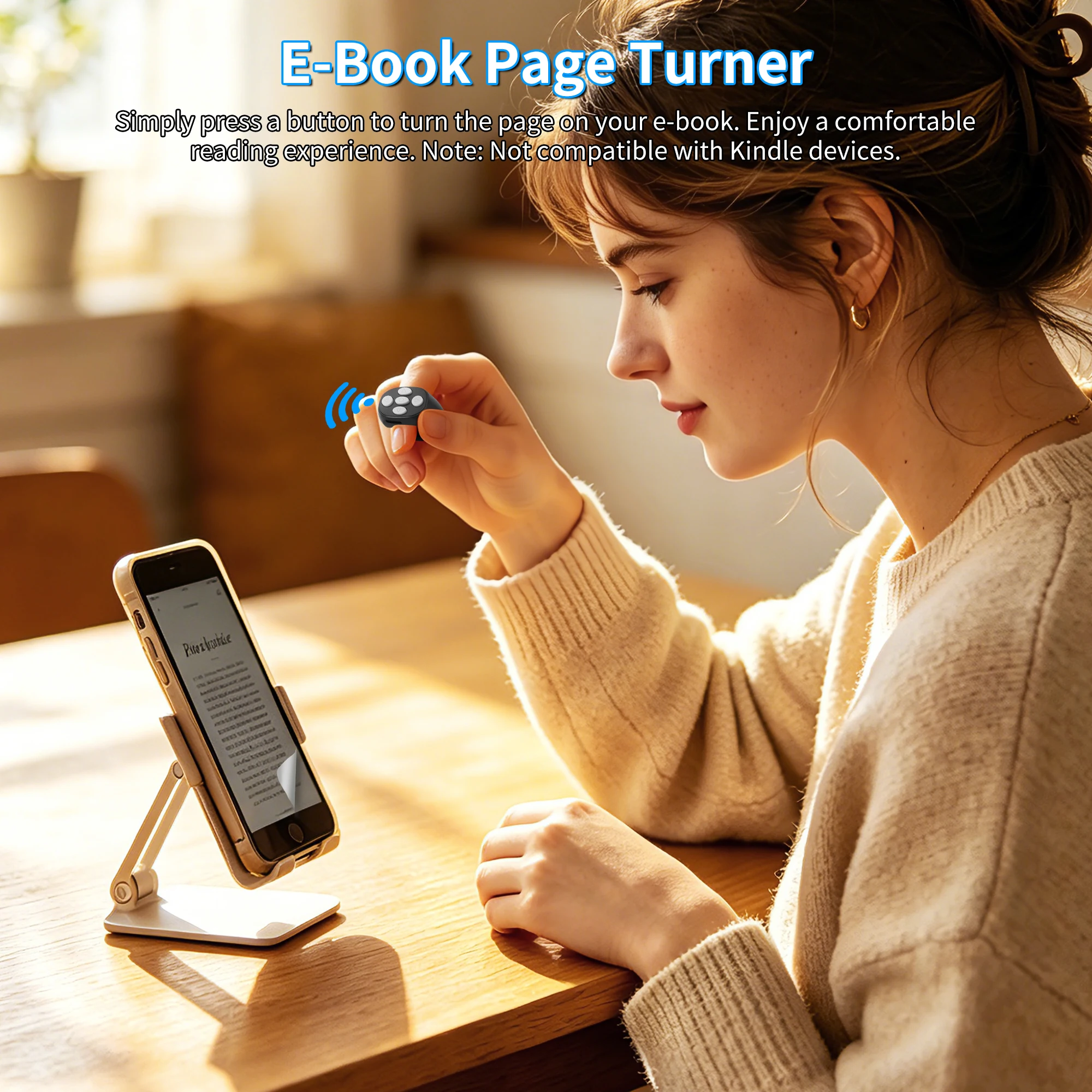 Bluetooth Remote Control Rechargeable Light Weight Long Battery Life Swipe Videos Turn Pages Take Photos Remotely Lazy Mice