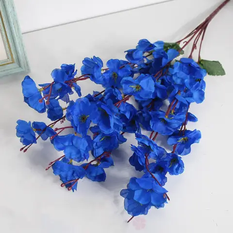 7 Branches Artificial Cherry Blossom Flowers Floral Arrangement 55cm Lifelike Peach Blossom Vase Filler Home Decorations
