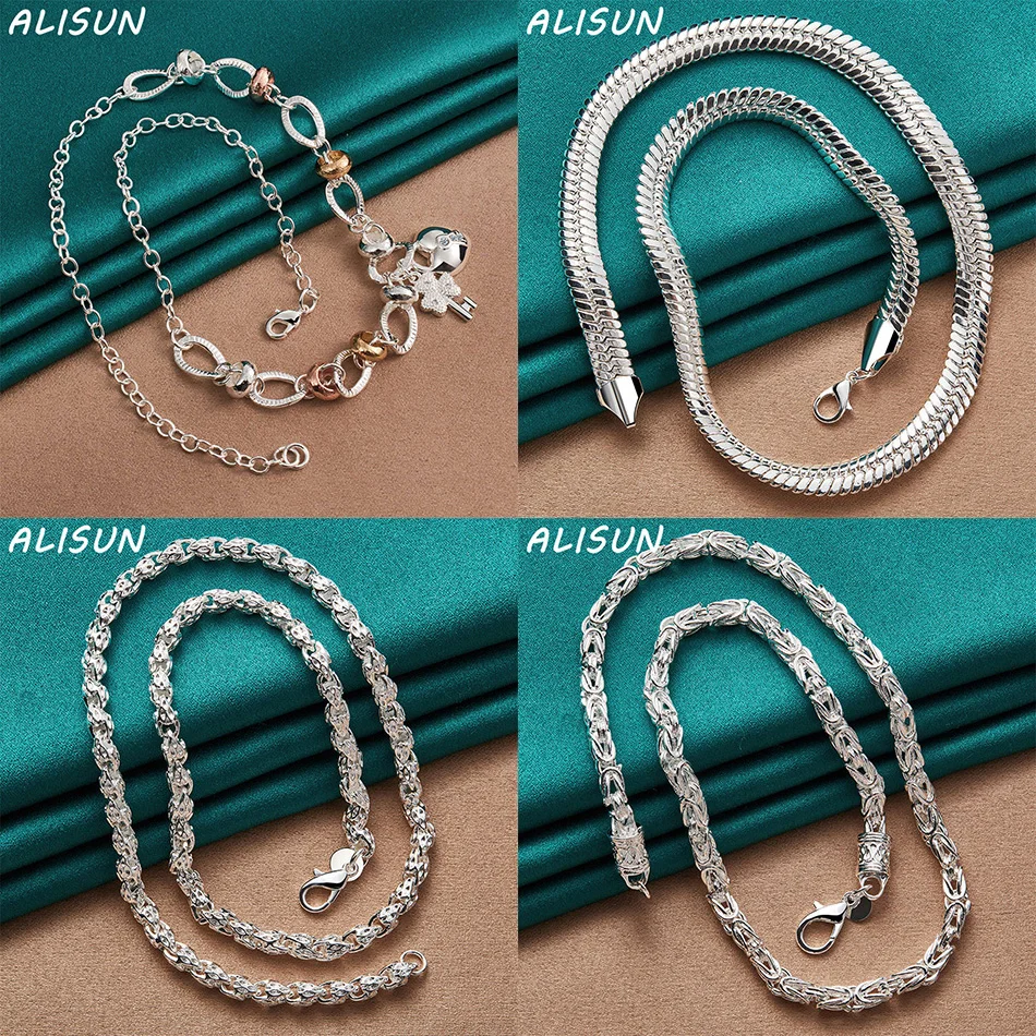

ALISUN 925 Sterling Silver 50cm Design Necklace For Women Men Charm Trend Birthday Gifts Fashion Party