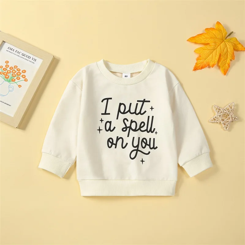 

Kids Baby Sweatshirt Letter Print Round Neck Long Sleeve Pullovers Autumn Tops for Toddler Cute Clothes