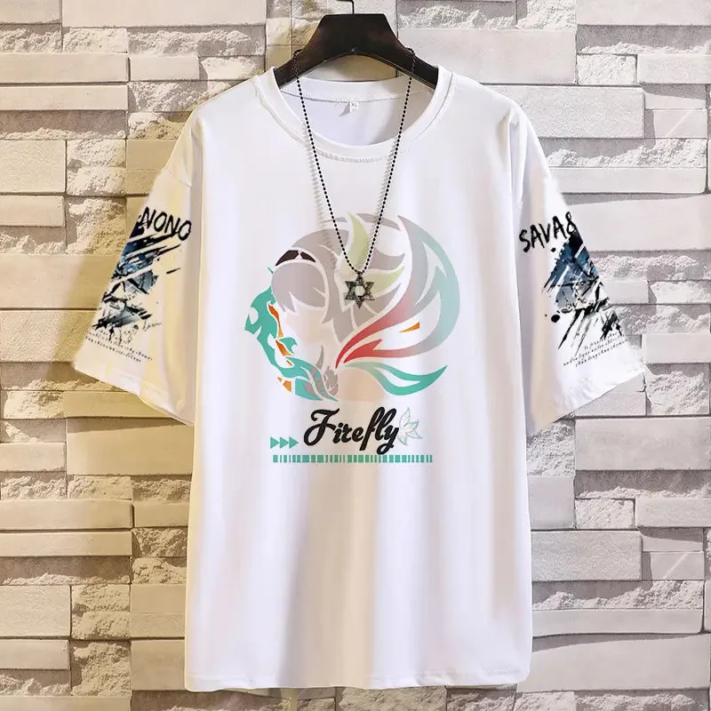 كاندي 2025 هونكاي: ستار ريل أنيمي لعبة كوس كاستوريس سباركل أشرون هوهو إلخ. 2025 تي شيرت بسيط متعدد الاستخدامات بأكمام قصيرة للجنسين