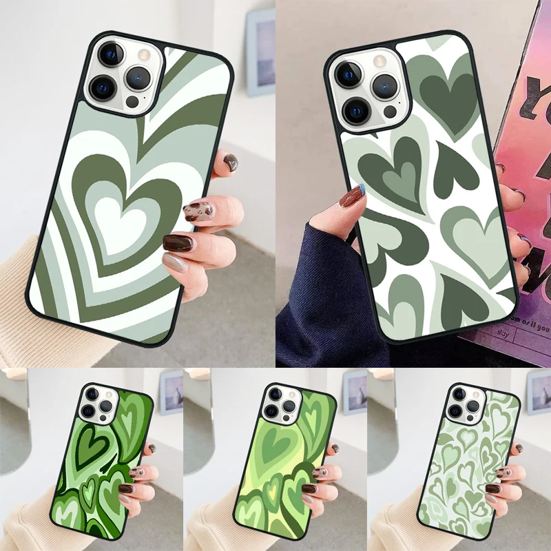 Sage Green Coffee Love Heart Latte phone case Cover For iPhone 14 15 16 Pro Max SE 2020 coque For apple 11 12 13 Pro 8 Plus