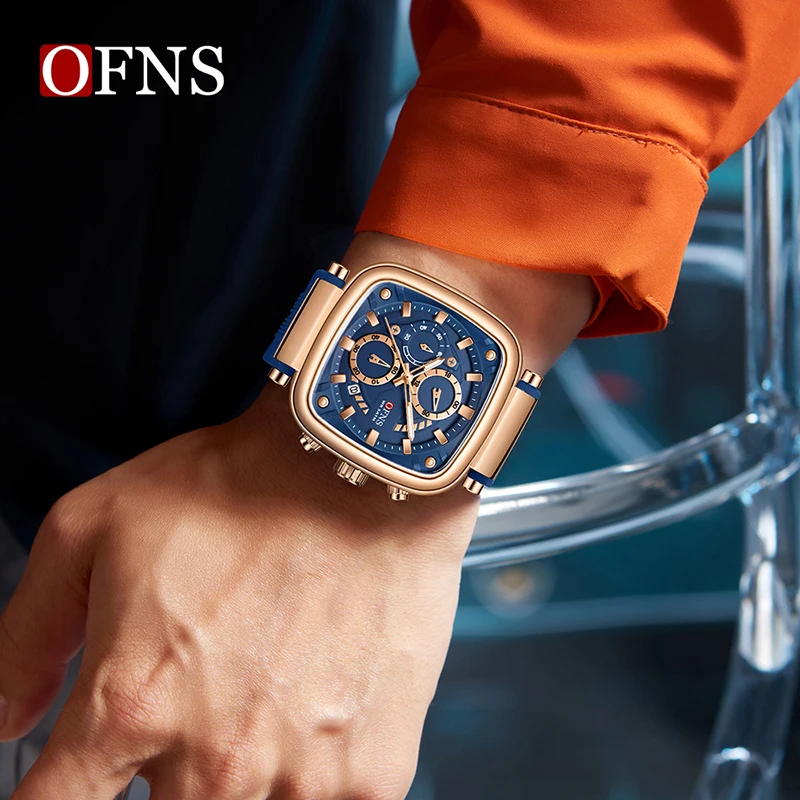 OFNS 1208 Casual Men's Lady Quartz Watch Waterproof Sports Luminous Calendar Silicone Strap Chronograph Clock Fashion Watches