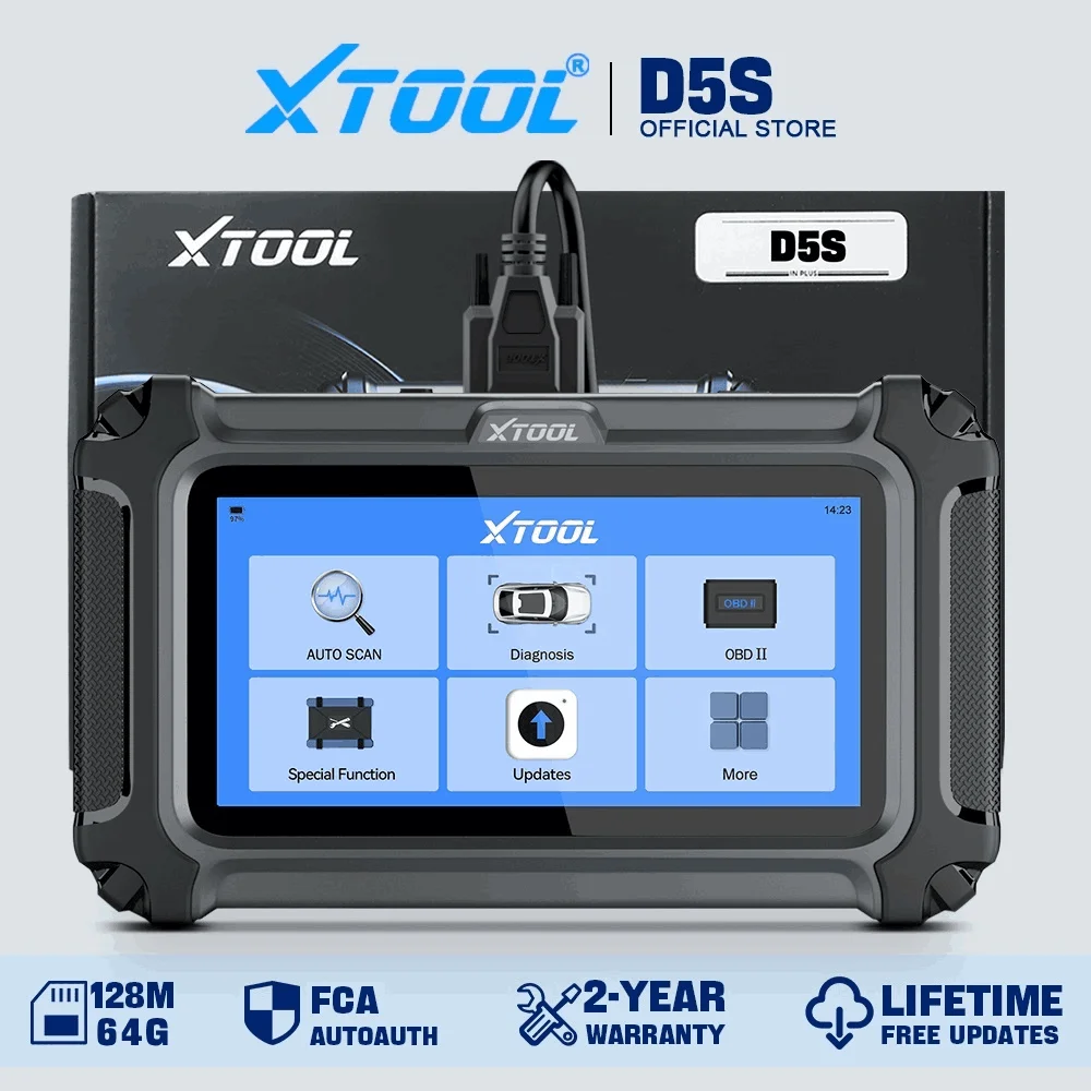 XTOOL D5S Car Diagnostic Tool Gearbox ABS EPB SRS Engine System Scanner 16 Resets Service OBD2 Scanner All Function Free Update