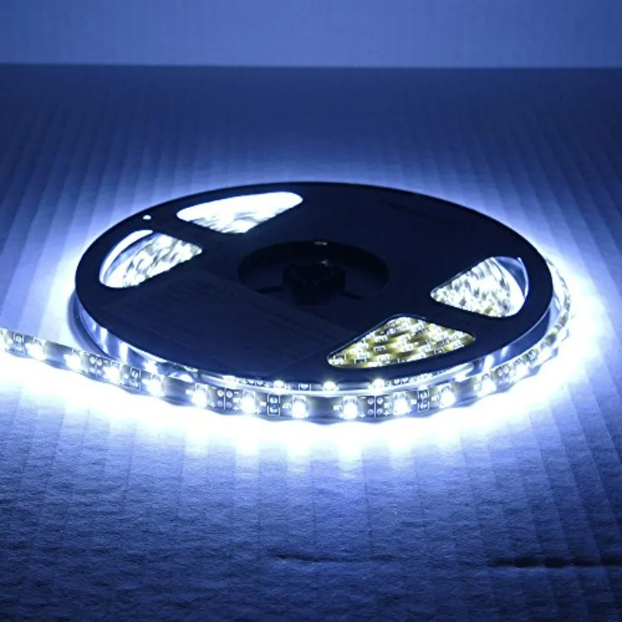 

5M 16.4ft Flexible LED Strip High Power Bright 300 SMD 5050 with Double Side Tape, IP65 Waterproof, Cuttable, Black PCB