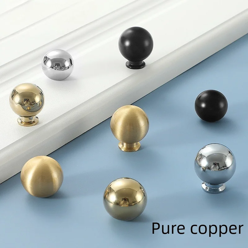1 PCS Brass Knob Round Furniture Handle Ball Modern Minimalist Gold Drawer Knob Wardrobe Pull Kitchen Handle Solid Single Hole