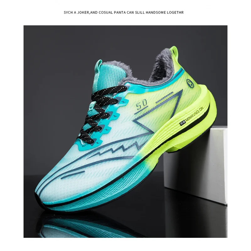 

Sports and leisure shoes, men's shoes, marathon oversized air cushioned shoes, fly woven all season rubber, wear-resistant, anti