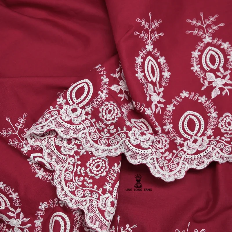 

Bilateral Positioning Pure Cotton Embroidery Lace Fabric for Skin Friendly Breathable Spring Summer Dress Cloth Diy Sewing