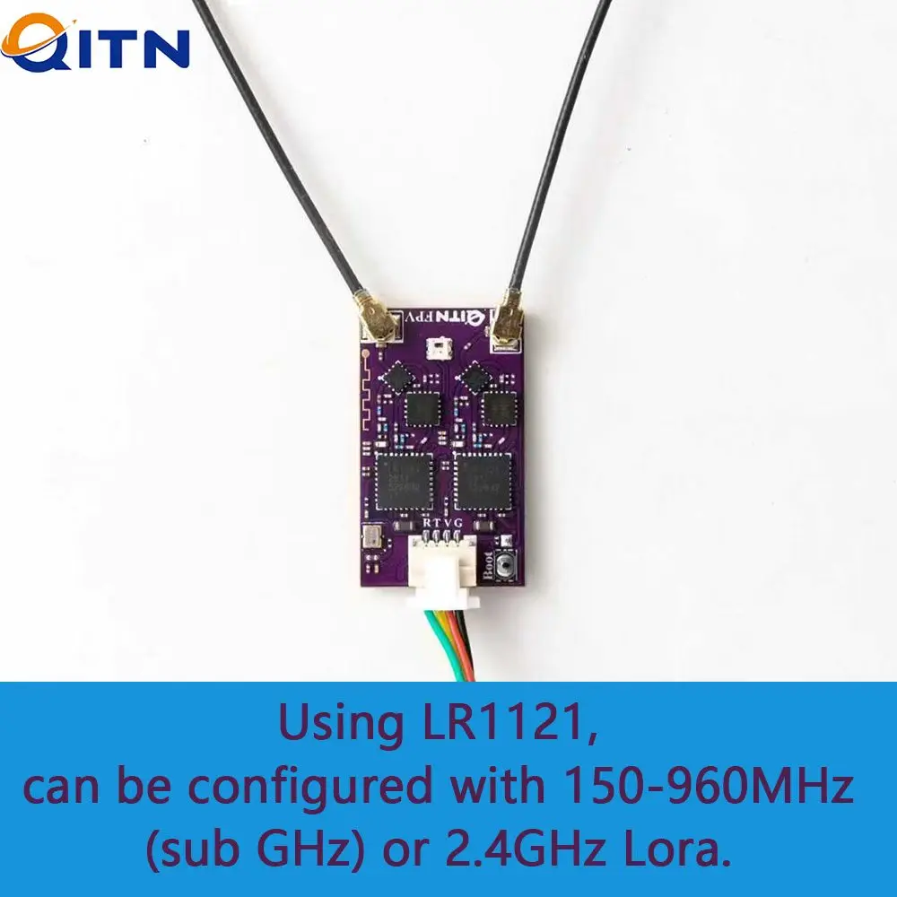 1/5 قطعة QITN 915 ميجا هرتز 2.4 جيجا هرتز ELRS ثنائي النطاق الجوزاء استقبال المدمج في ESP32-D4 LR1121 TCXO رقاقة ل RX FPV سباق طويلة المدى الطائرة بدون طيار