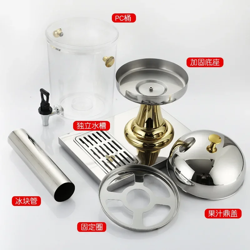 Stainless steel juice tripod buffet beverage machine commercial PC transparent 8 liters single double head hotel cold drink sour
