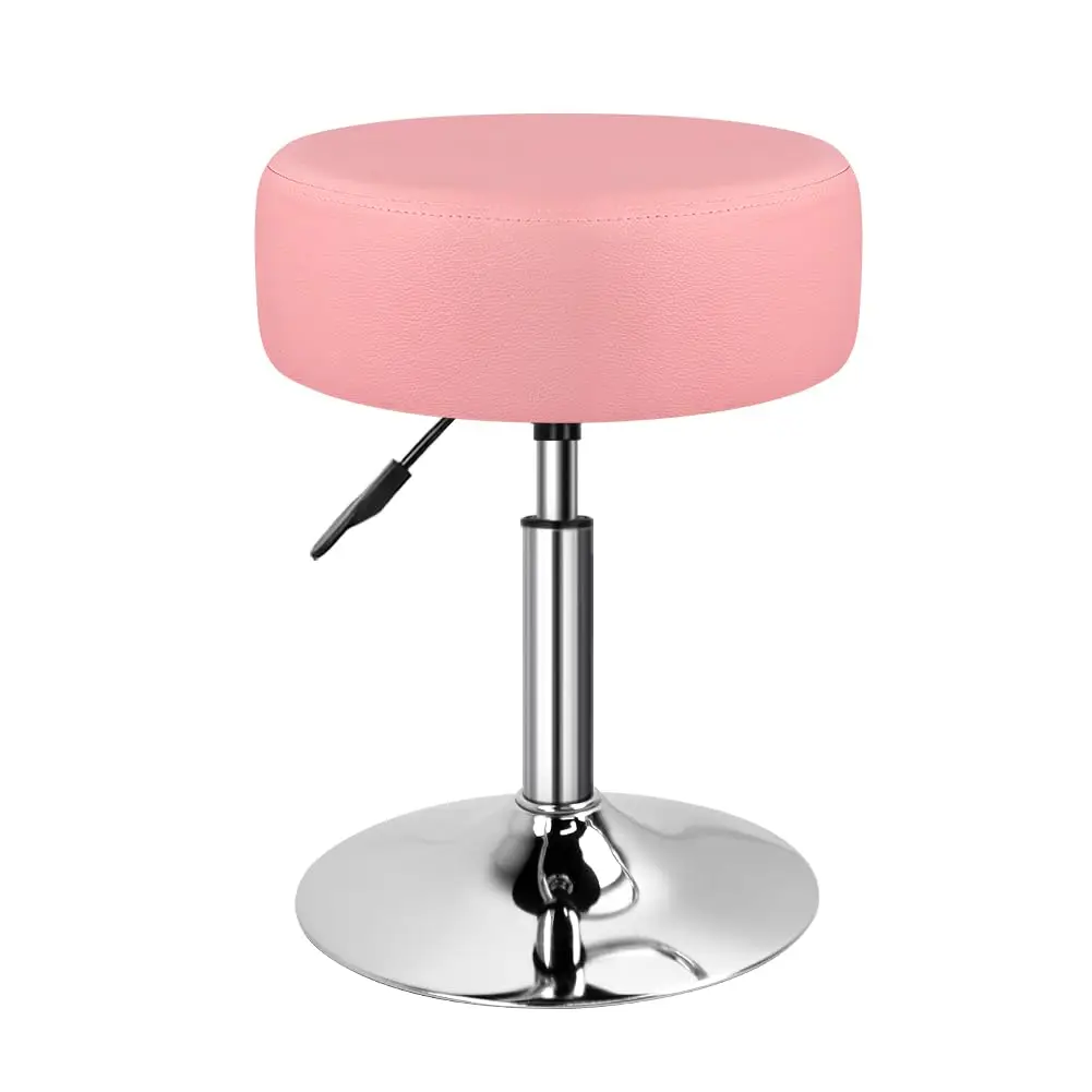 

Pink Round Swivel Stool With Hydraulic Lift For Makeup Desk, Salon, Bedroom Or Living Room Use