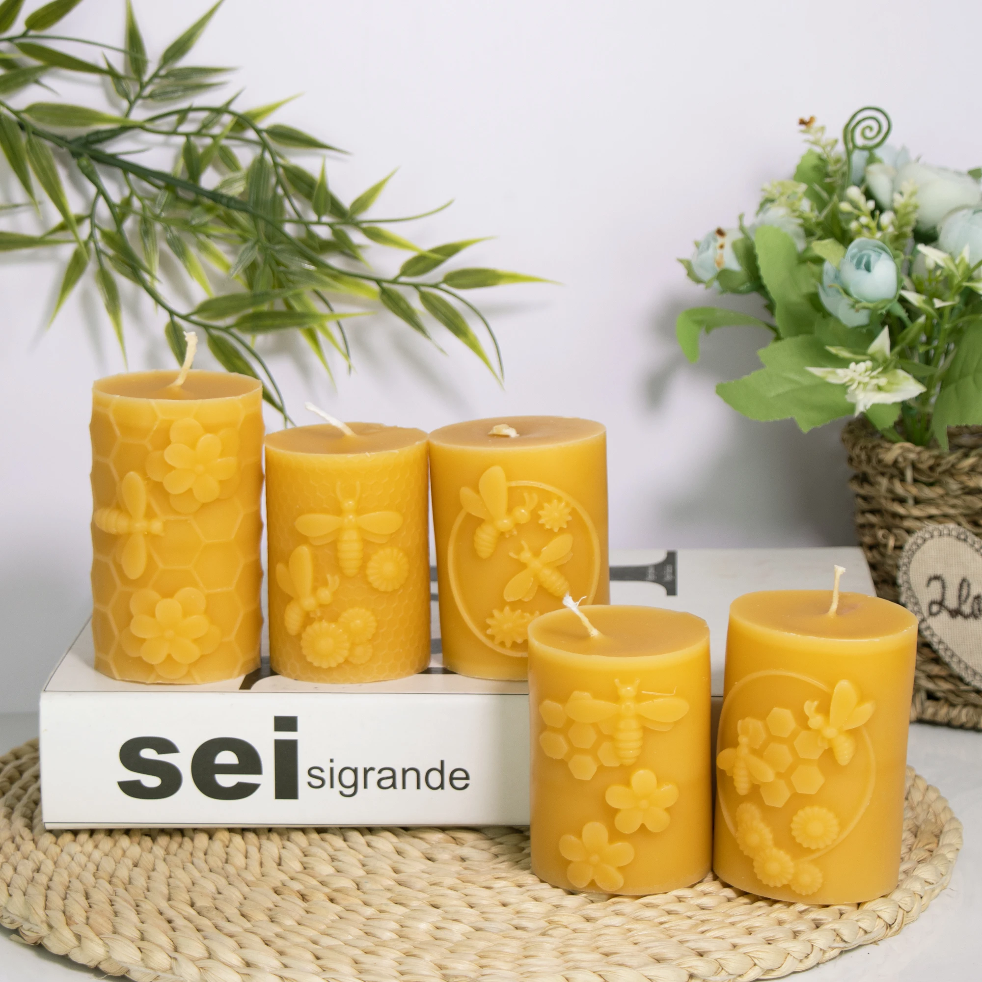 3D Bee Cylindrical Candle Mould DIY Embossed Honeycomb Pillar Gypsum Soap Candle Making Tools Handmade Home Decoration Gifts