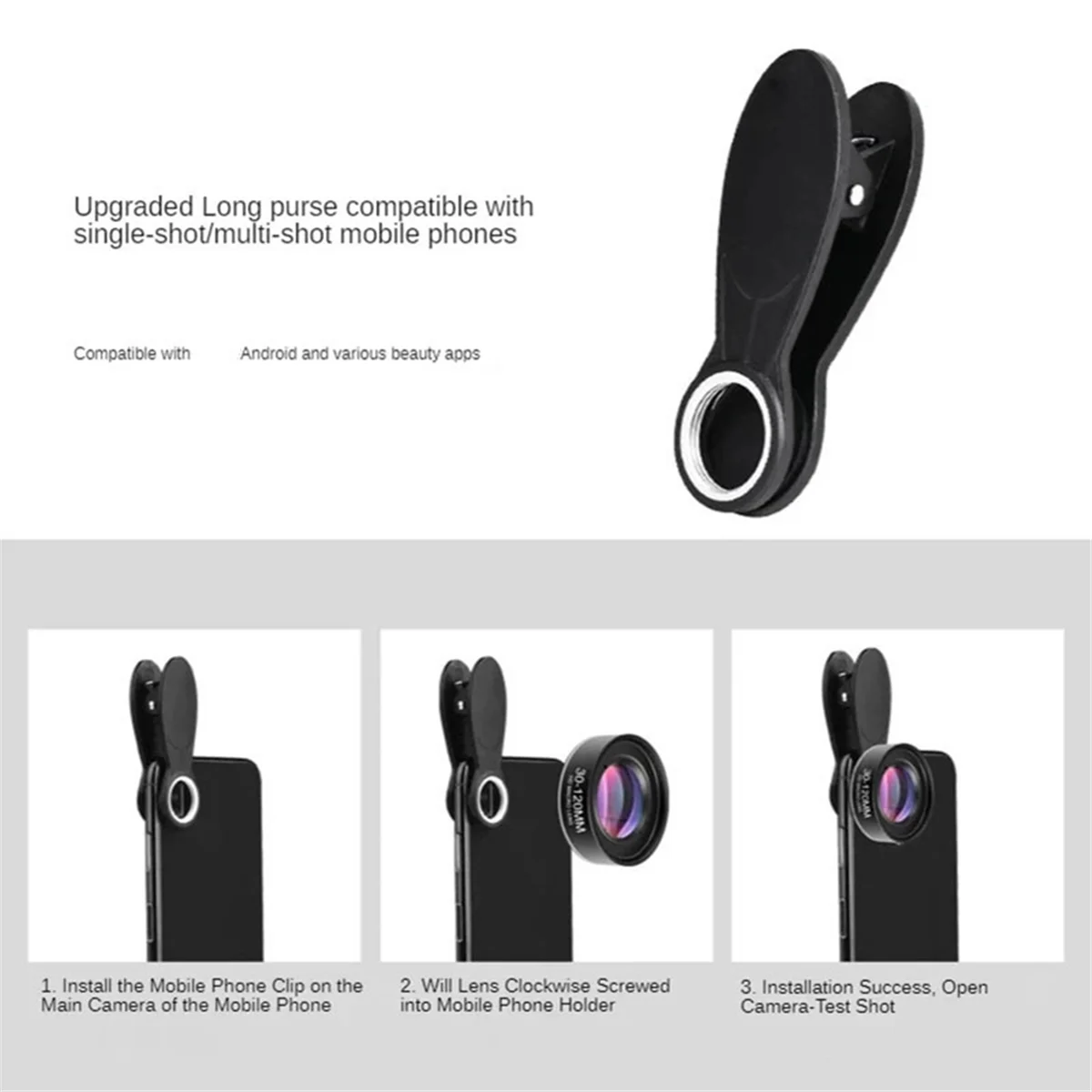 

Hot sale Phone Camera Lens 30-120mm Macro Lens Long Distance 4K HD Mobile Phones Accessories Detail Photography Macro Lens