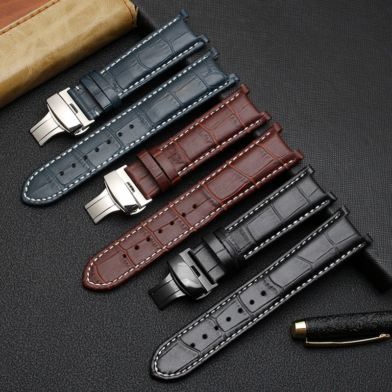 For GC Guess PASHA W3108/HPI004 Genuine leather watch strap 20*11mm 20*12mm 22*13mm concave strap butterfly buckle bracelet