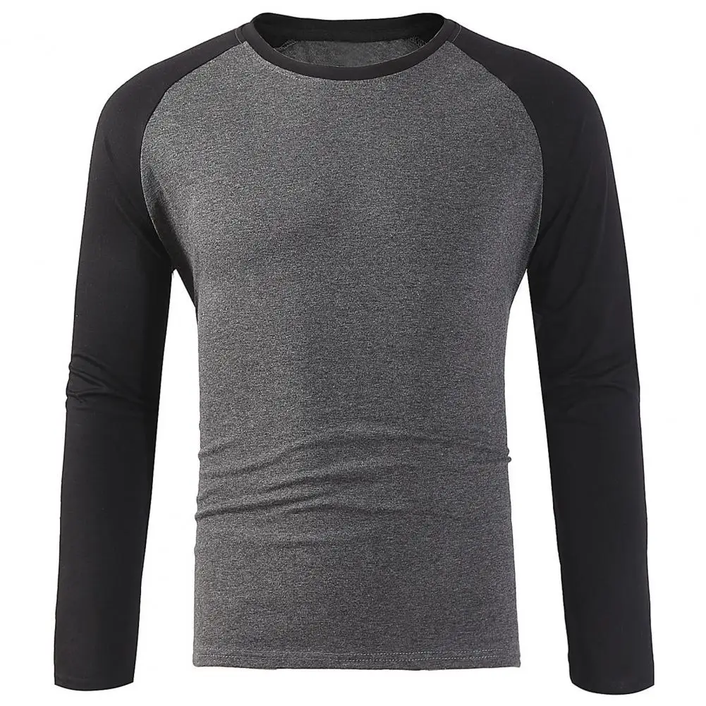 Men Casual T-shirt Color Matching Raglan Long Sleeve Men Tops T-shirt Autumn Men Slim Fit FitnessT-shirt Pullover Tops Tee Shirt