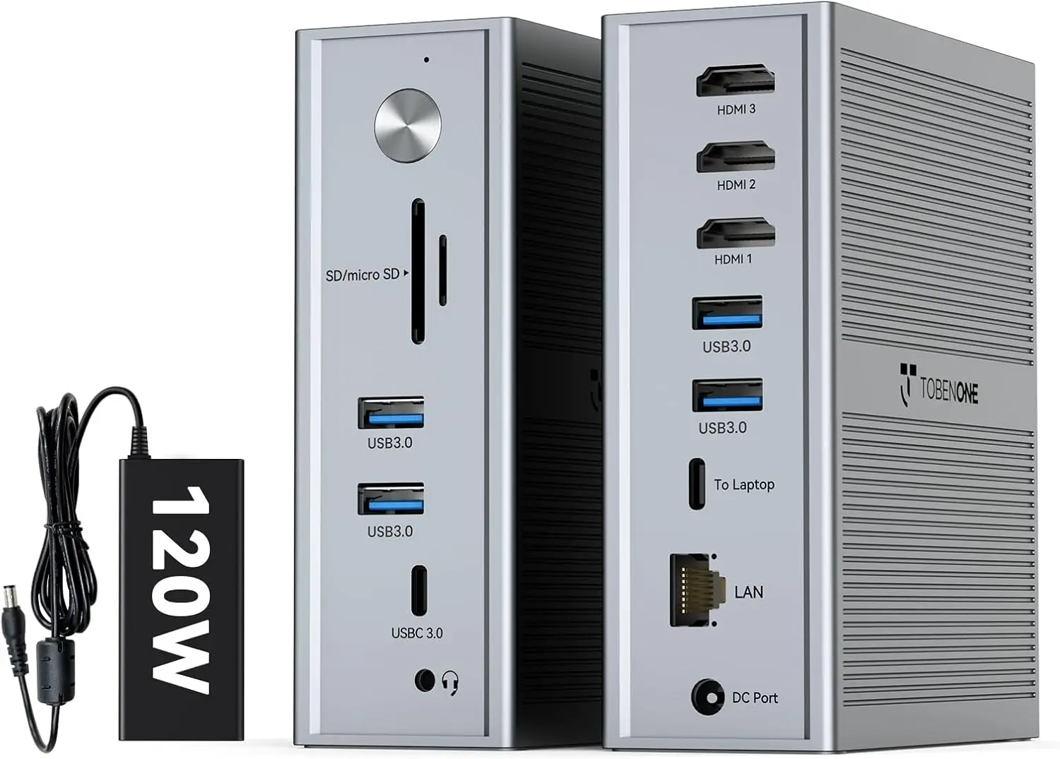 

Многофункциональная док-станция 14-в-1 для трех мониторов (для MacBook и Windows), 3 порта HDMI, блок питания 120 Вт