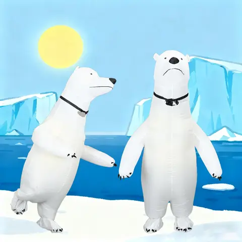 Polar Bear Inflatable Costume Mascot Parade Adult Character Cosplay Animal Birthday Halloween Party Event Set