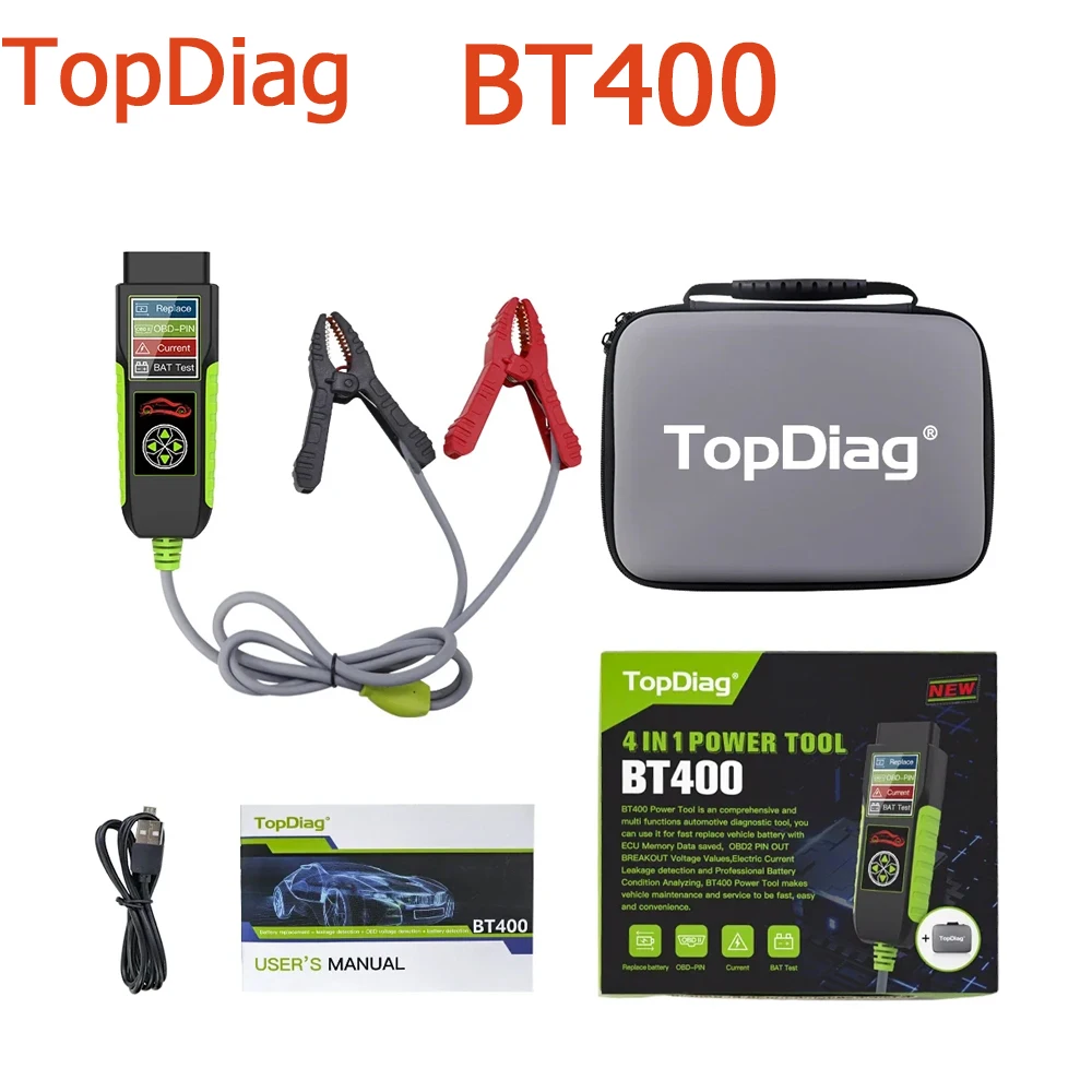 

TopDiag BT400 Тестер автомобильных аккумуляторов 12 В/24 В Универсальный тип — инструмент для диагностики здоровья аккумуляторов