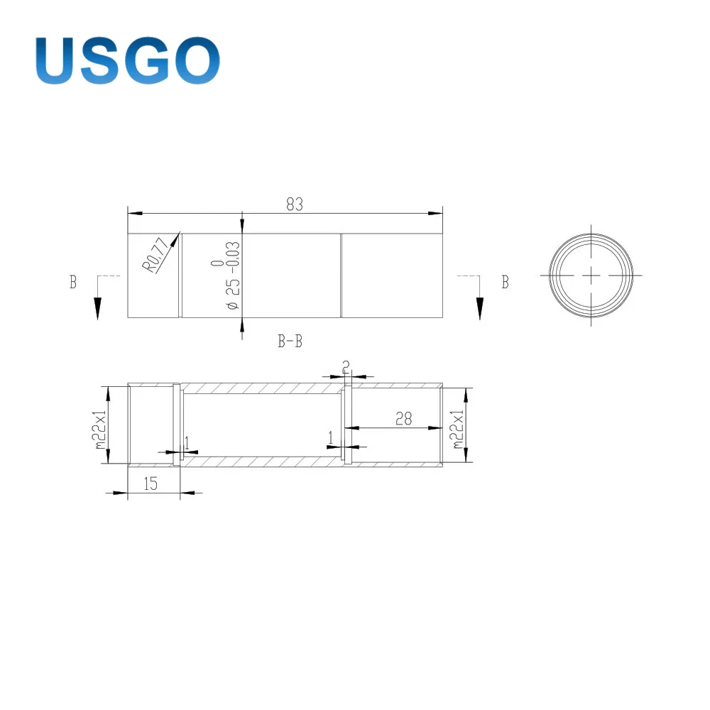 

Трубка для линз USGO E Series CO2 (наружный диаметр 25 мм) для линз D20 F50.8/63.5/101.6 мм для лазерных станков CO2 для резки и гравировки