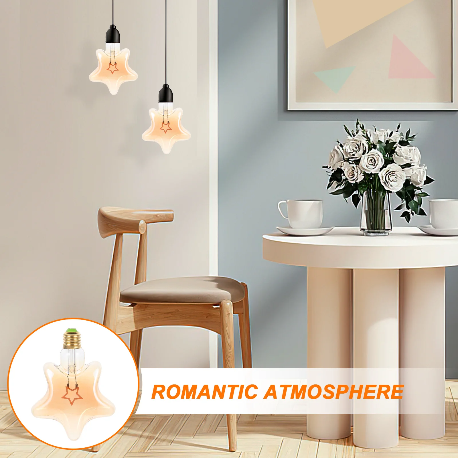 الإبداعية على شكل نجمة ضوء لمبة خمر نمط العنبر LED لجو احتفالي المنزل الأعمال فندق الديكور لمبة على شكل نجمة #4