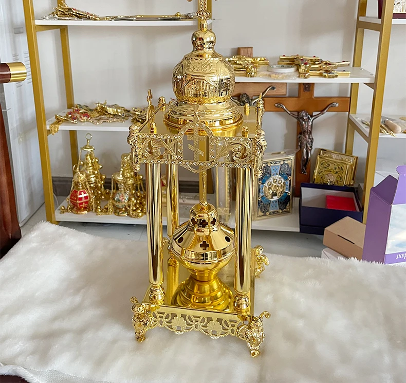 HTISOK Orthodoxes Räuchergefäß aus Legierung, katholische religiöse christliche Geschenke, Kirchendekoration, Räucherbrenner-Zubehör, Quemador De Incienso – Detail 4
