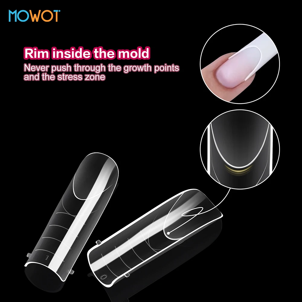 MOWOT 150pcs French Square Dual Forms Nail Molds for Poly Nail Gel Extension Top Forms Full Cover Acrylic False Nail Tips Molds