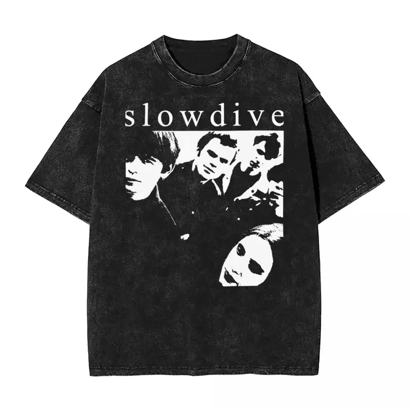 Slowdive Photo Washed T Shirts Streetwear Hip Hop Vintage T-Shirts Tee Shirt Men Women Cotton Oversize Printed