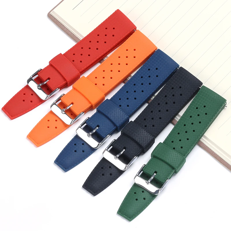 20 22mm Tropic Rubber Watch Strap for Seiko for Samsung Watch3 4 Waterproof Silicone Quick Release Bracelet Watch Accessories