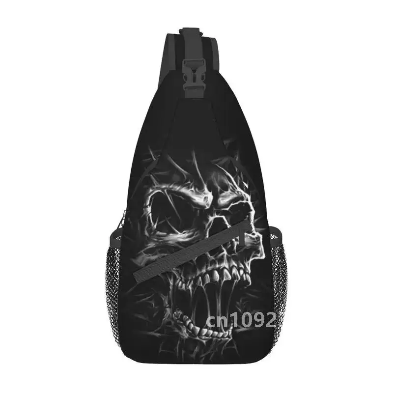 Custom Casual Gothic Skeleton Death Skull Sling Men for Shoulder Chest Bag Backpack Crossbody Hiking