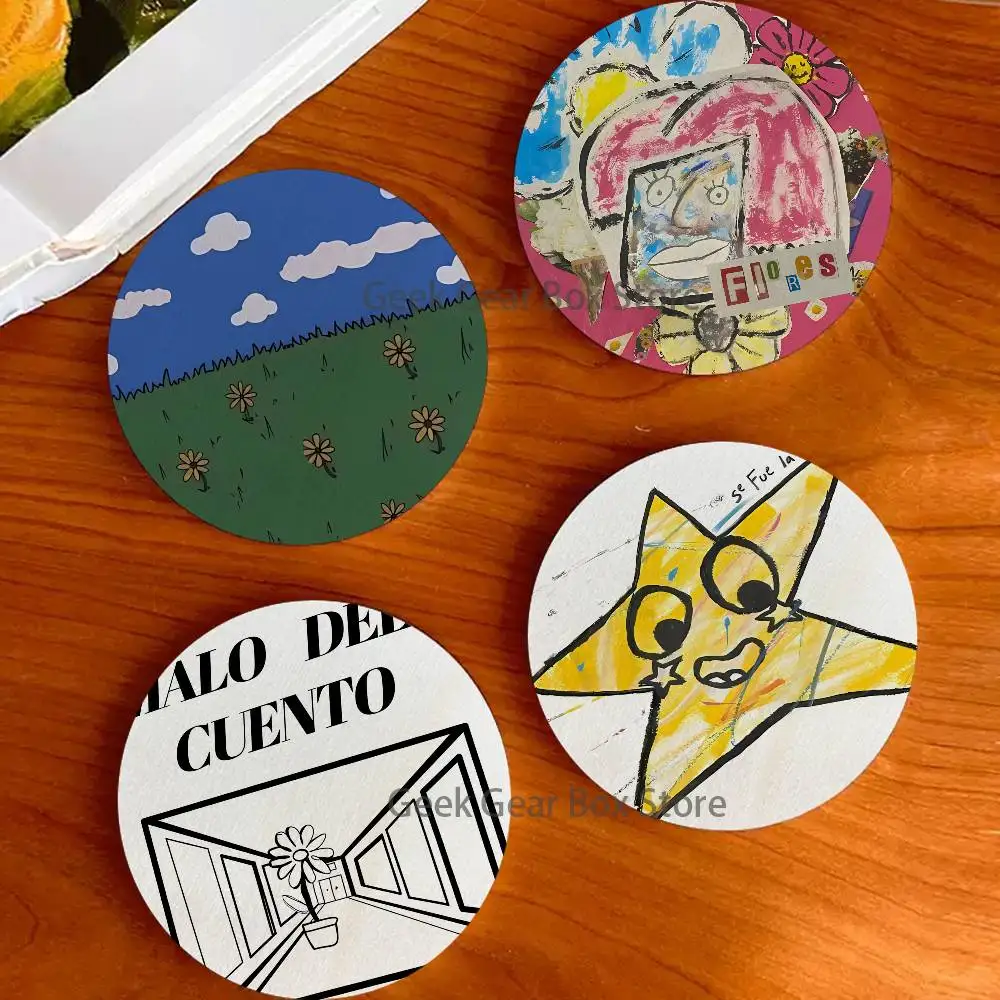 

L-Latin Mafia Wood Coaster Set - Heat Resistant For Tea & Coffee, Home Cafe Decor Holiday Gift